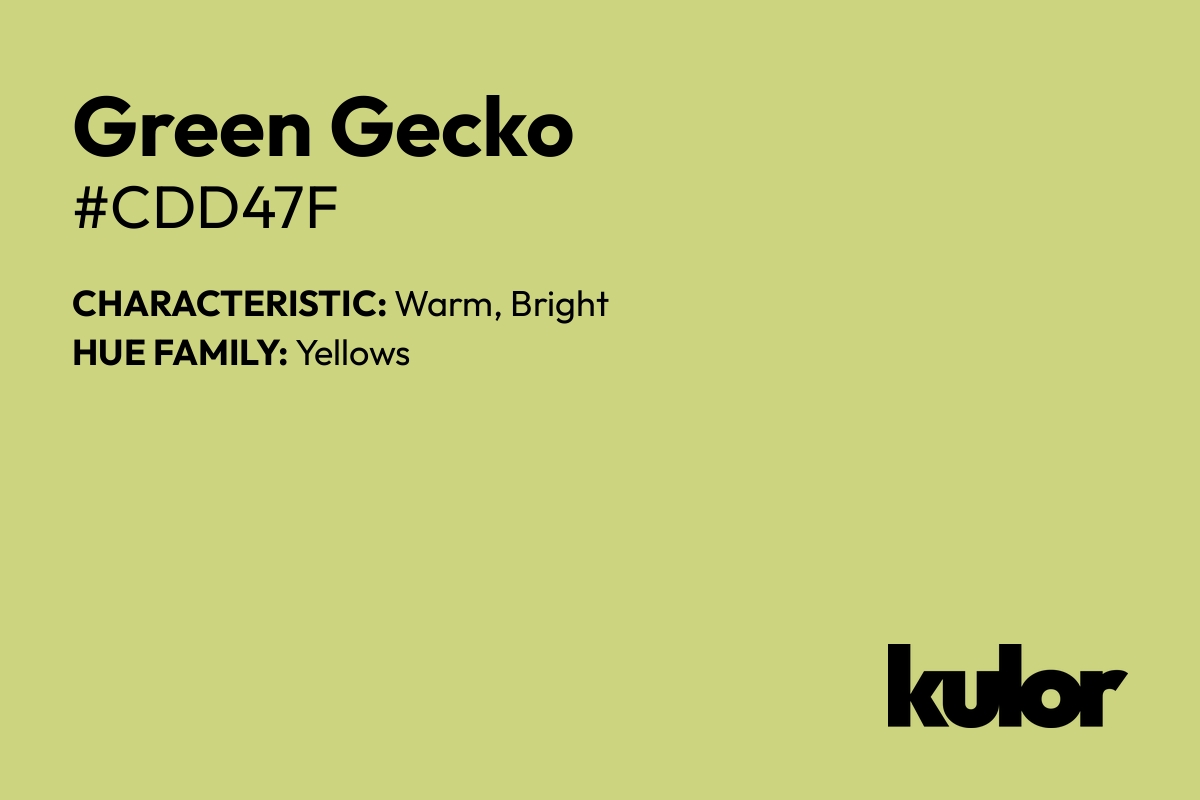 Green Gecko is a color with a HTML hex code of #cdd47f.