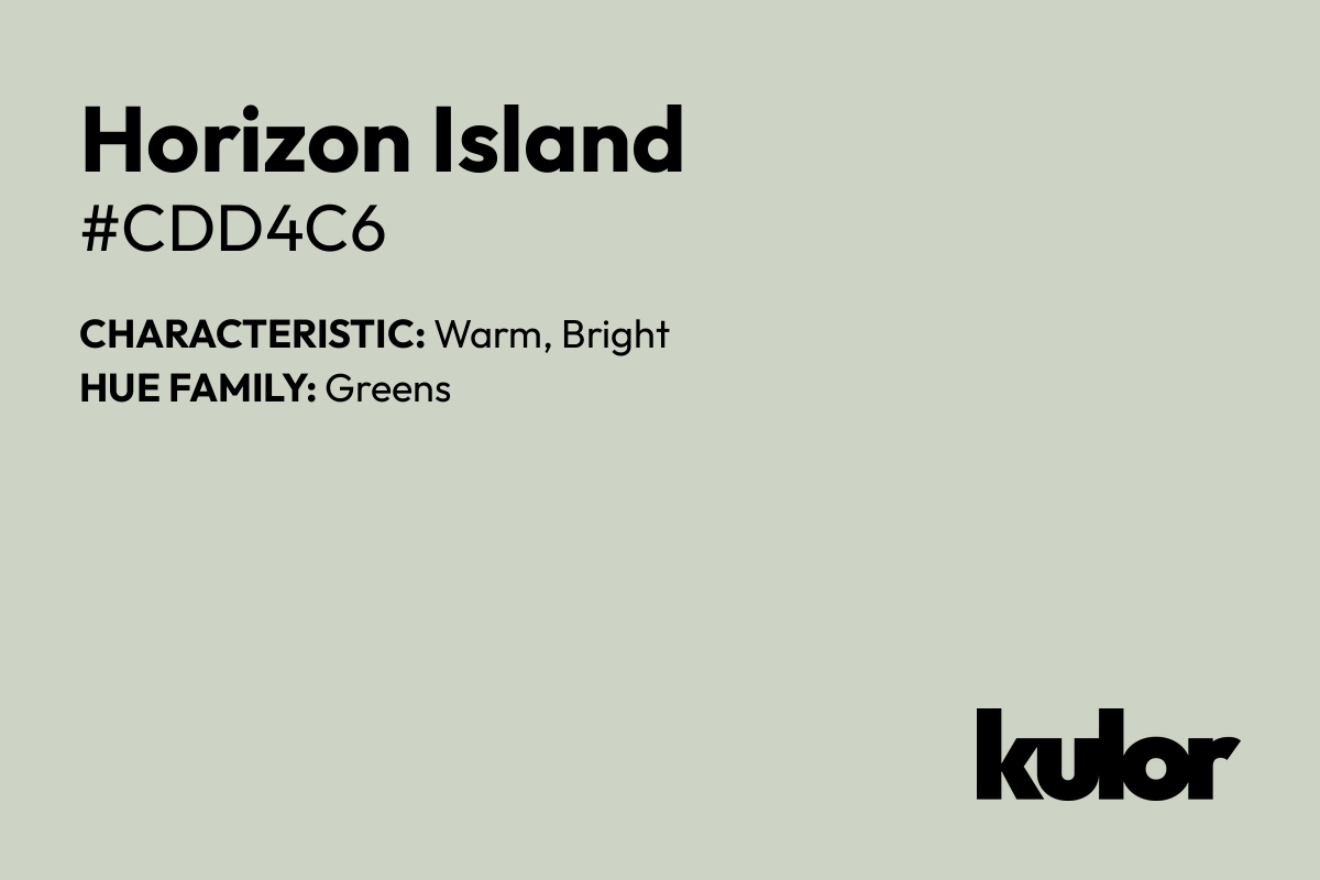 Horizon Island is a color with a HTML hex code of #cdd4c6.