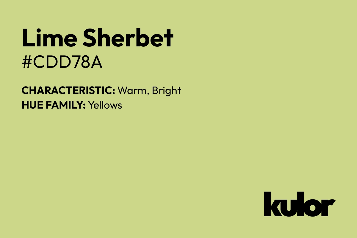 Lime Sherbet is a color with a HTML hex code of #cdd78a.