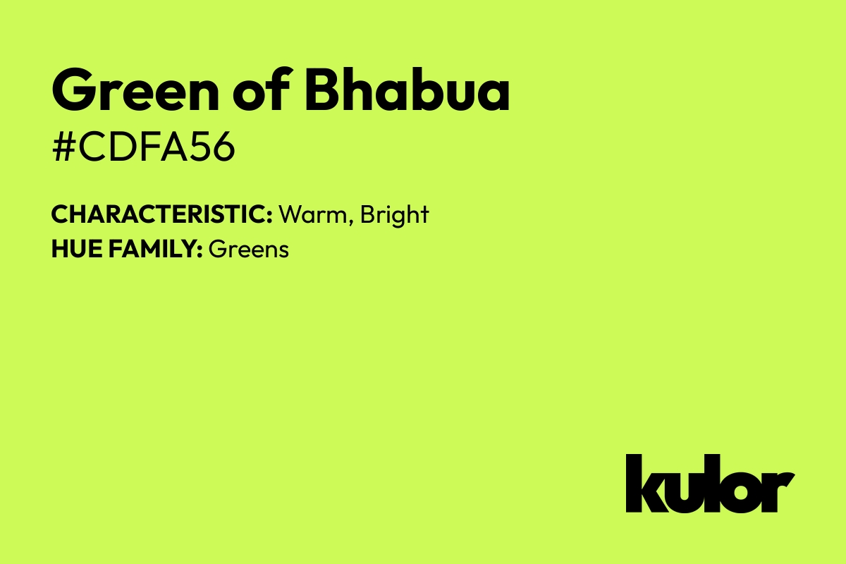 Green of Bhabua is a color with a HTML hex code of #cdfa56.