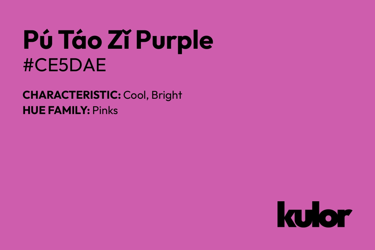 Pú Táo Zǐ Purple is a color with a HTML hex code of #ce5dae.