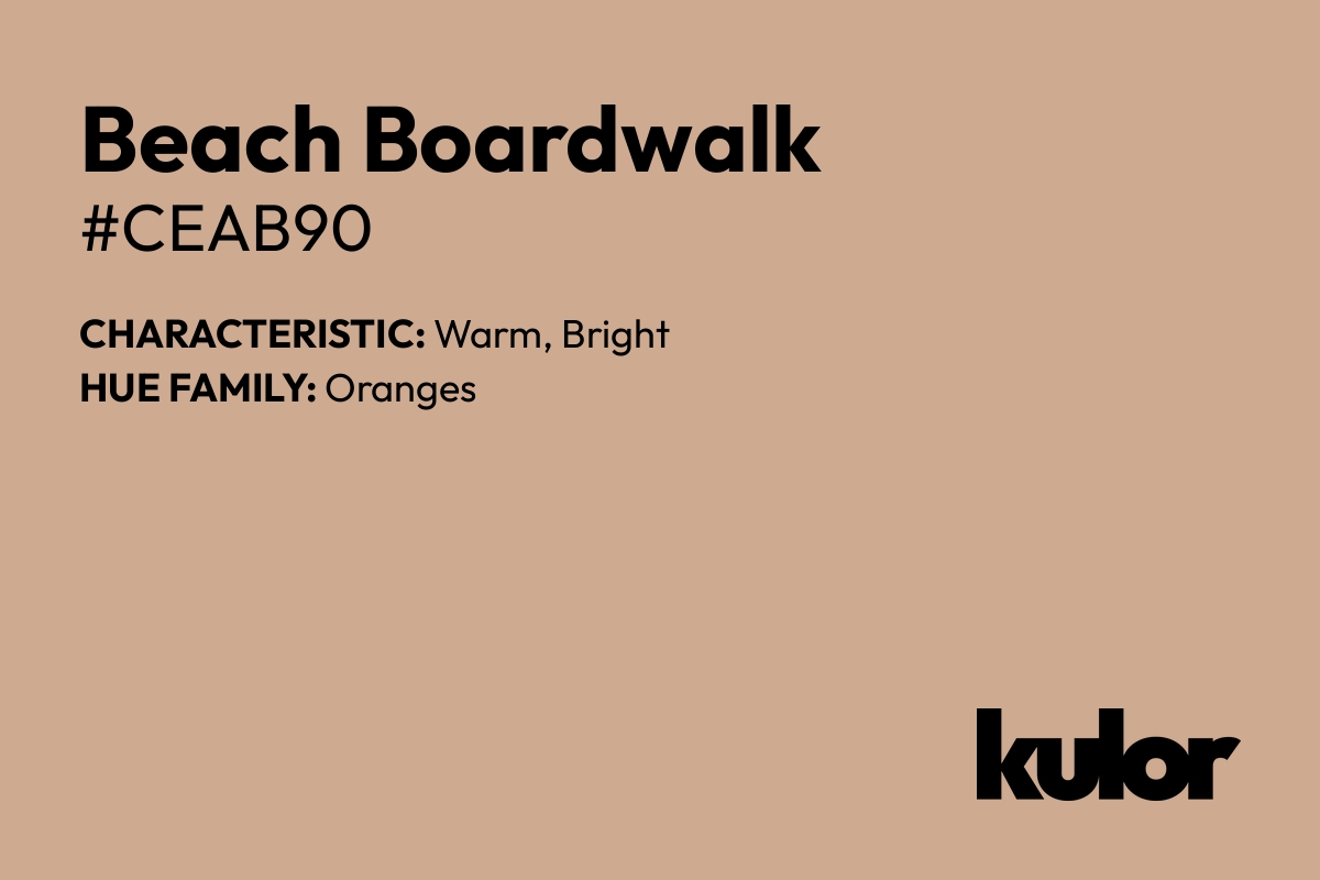 Beach Boardwalk is a color with a HTML hex code of #ceab90.