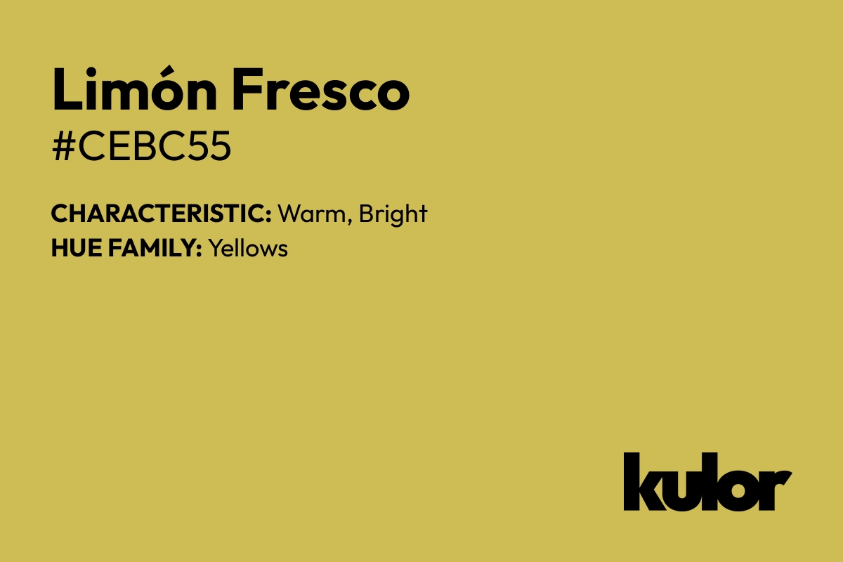 Limón Fresco is a color with a HTML hex code of #cebc55.