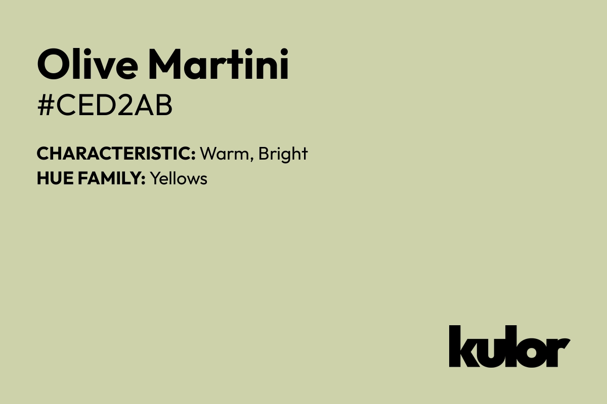 Olive Martini is a color with a HTML hex code of #ced2ab.