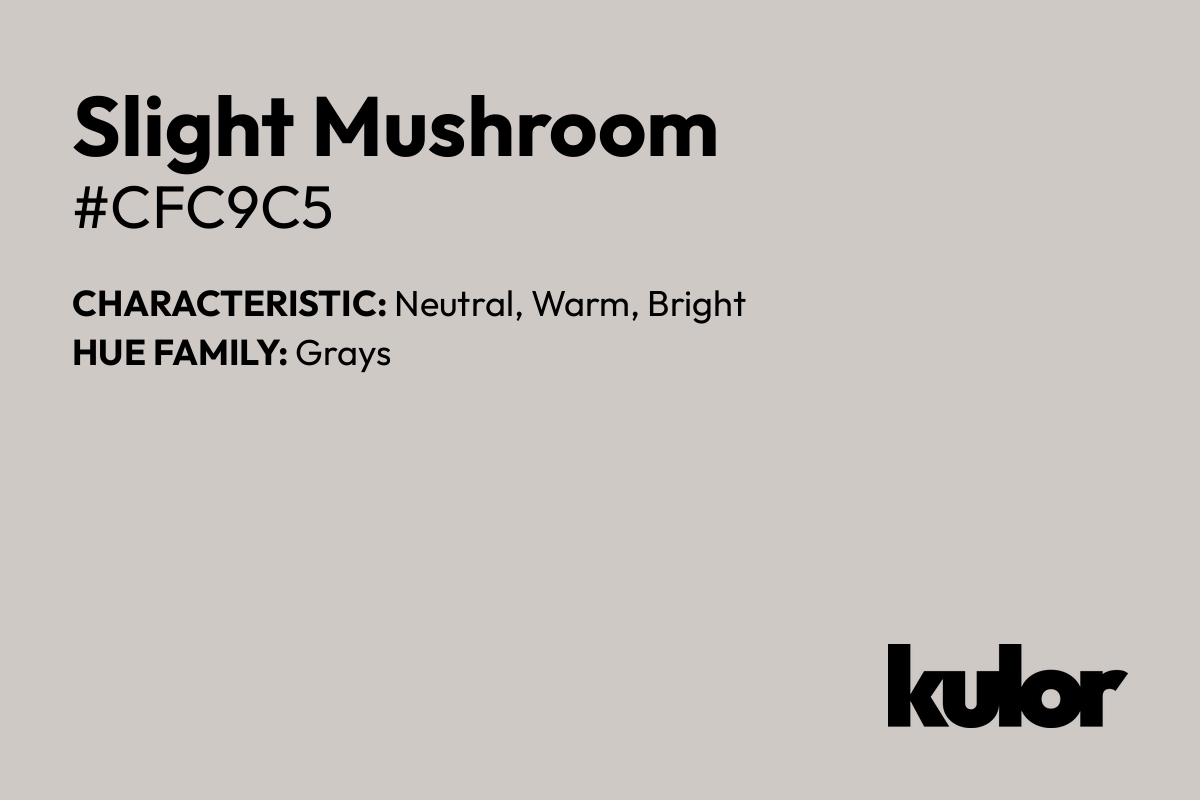 Slight Mushroom is a color with a HTML hex code of #cfc9c5.