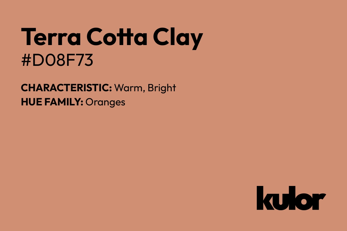 Terra Cotta Clay is a color with a HTML hex code of #d08f73.