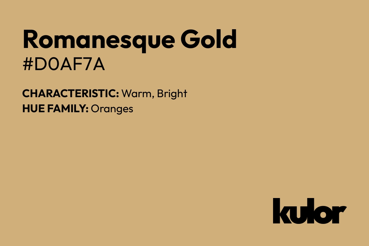 Romanesque Gold is a color with a HTML hex code of #d0af7a.