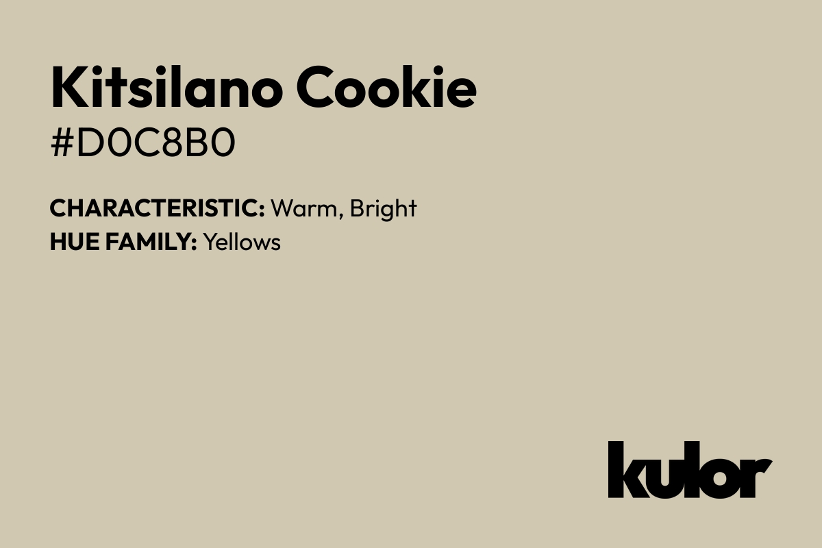 Kitsilano Cookie is a color with a HTML hex code of #d0c8b0.