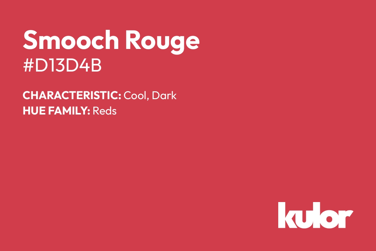 Smooch Rouge is a color with a HTML hex code of #d13d4b.