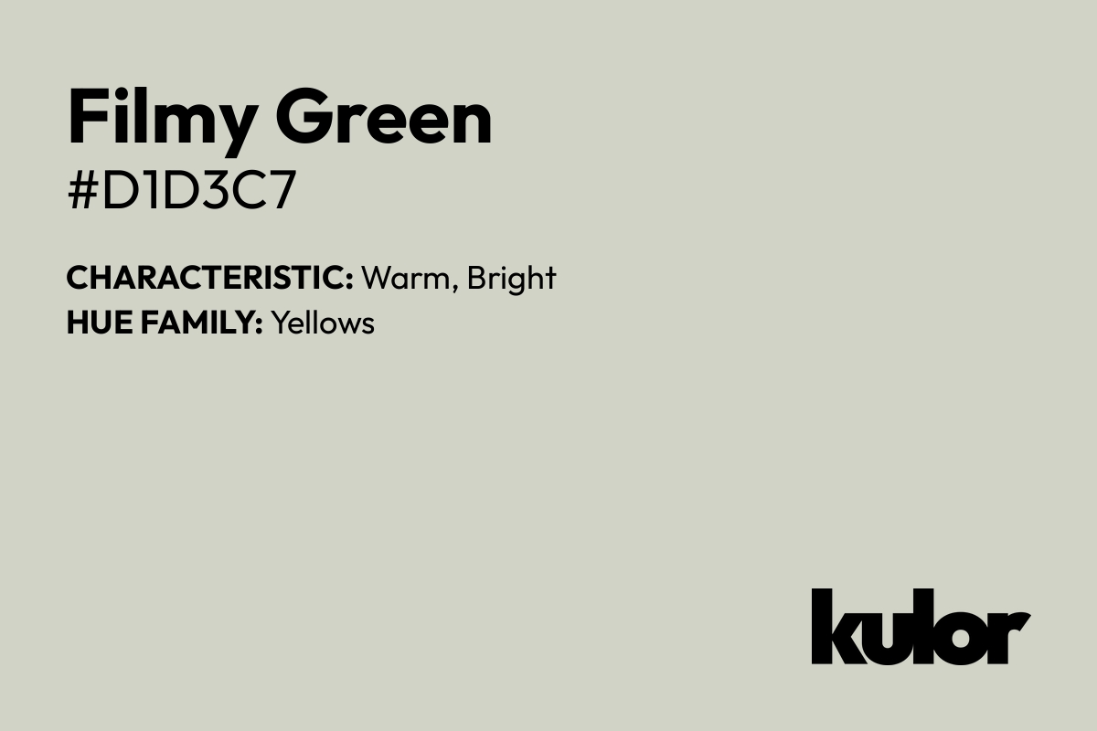 Filmy Green is a color with a HTML hex code of #d1d3c7.