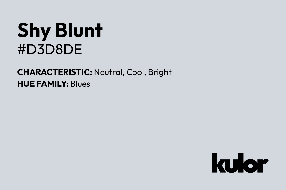 Shy Blunt is a color with a HTML hex code of #d3d8de.