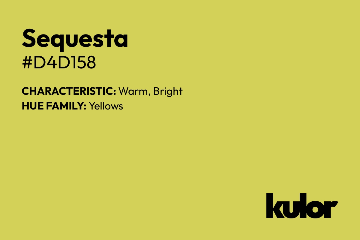 Sequesta is a color with a HTML hex code of #d4d158.