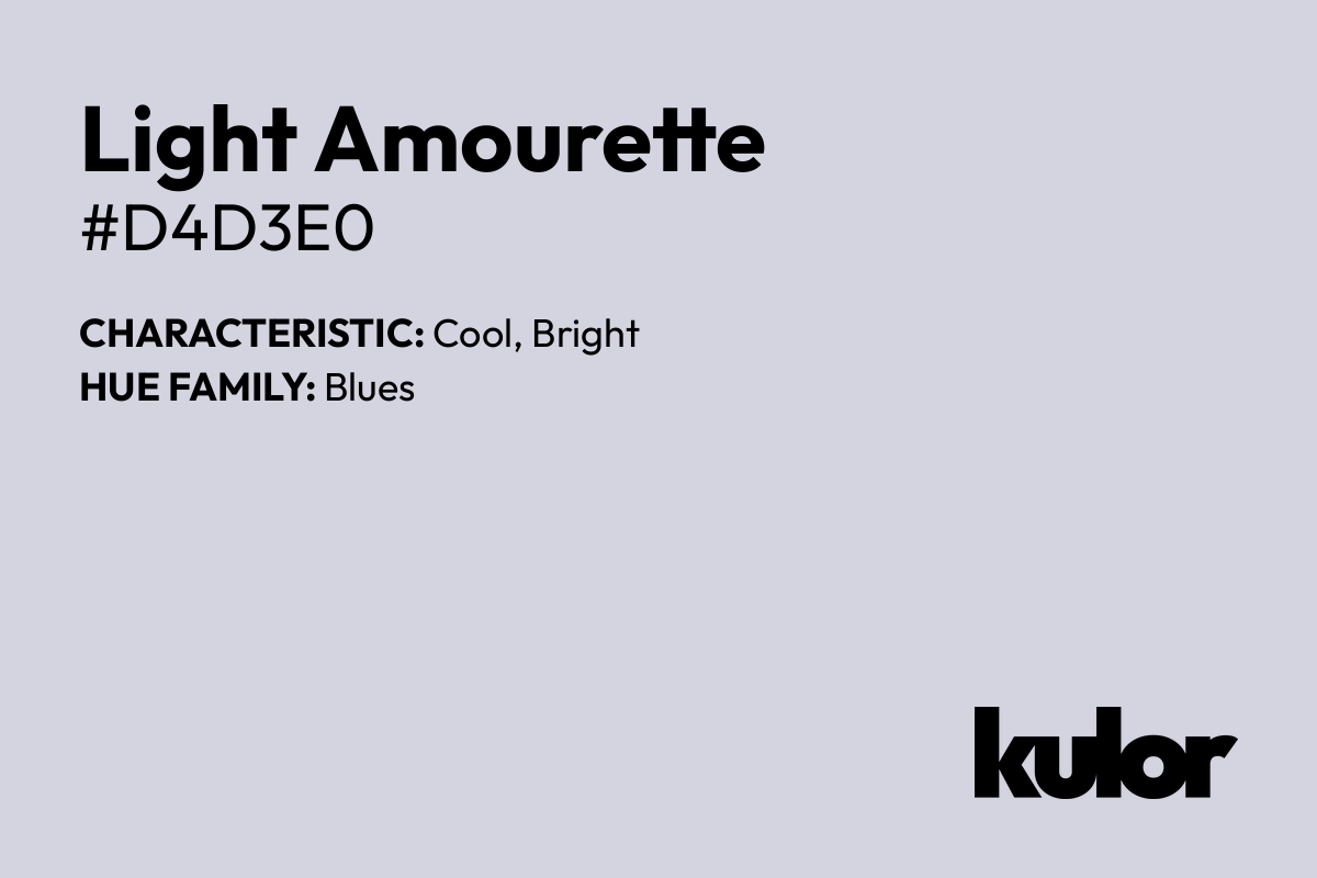 Light Amourette is a color with a HTML hex code of #d4d3e0.