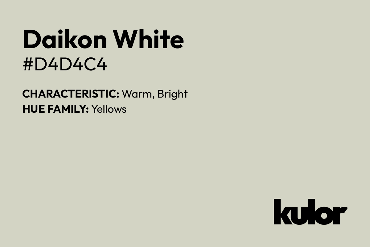 Daikon White is a color with a HTML hex code of #d4d4c4.