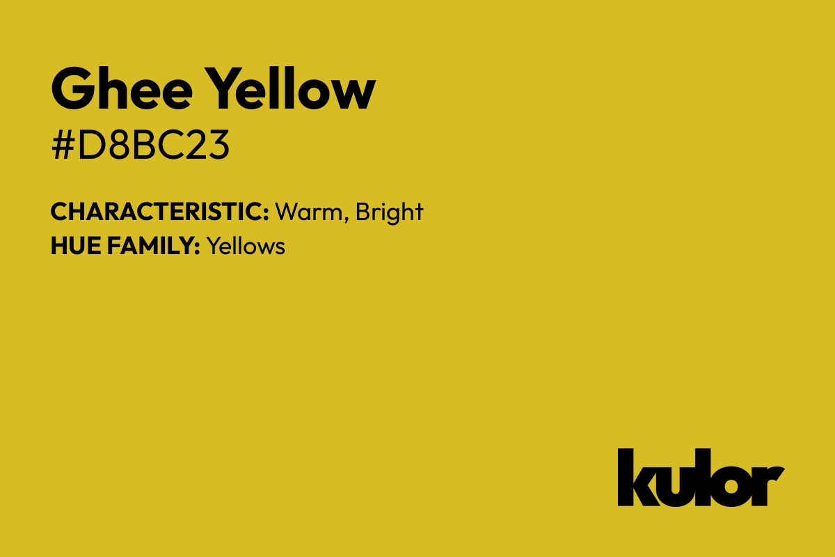 Ghee Yellow is a color with a HTML hex code of #d8bc23.