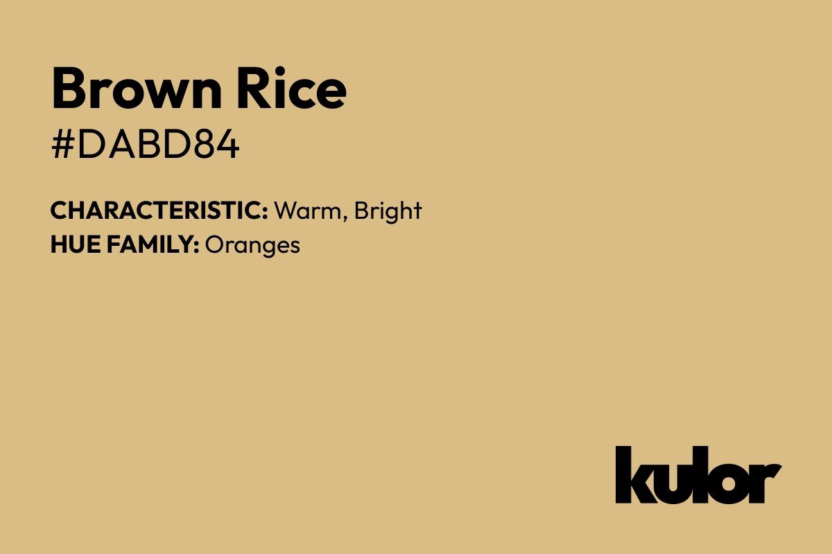 Brown Rice is a color with a HTML hex code of #dabd84.