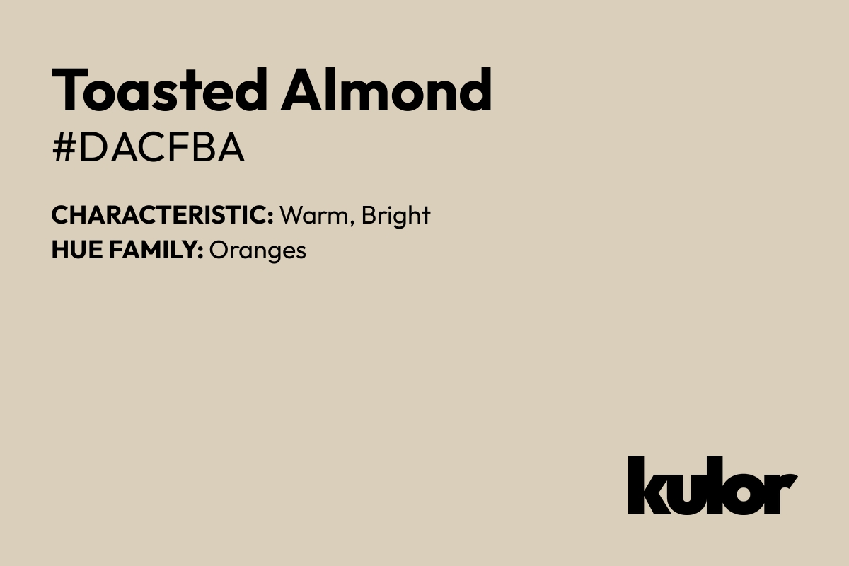 Toasted Almond is a color with a HTML hex code of #dacfba.