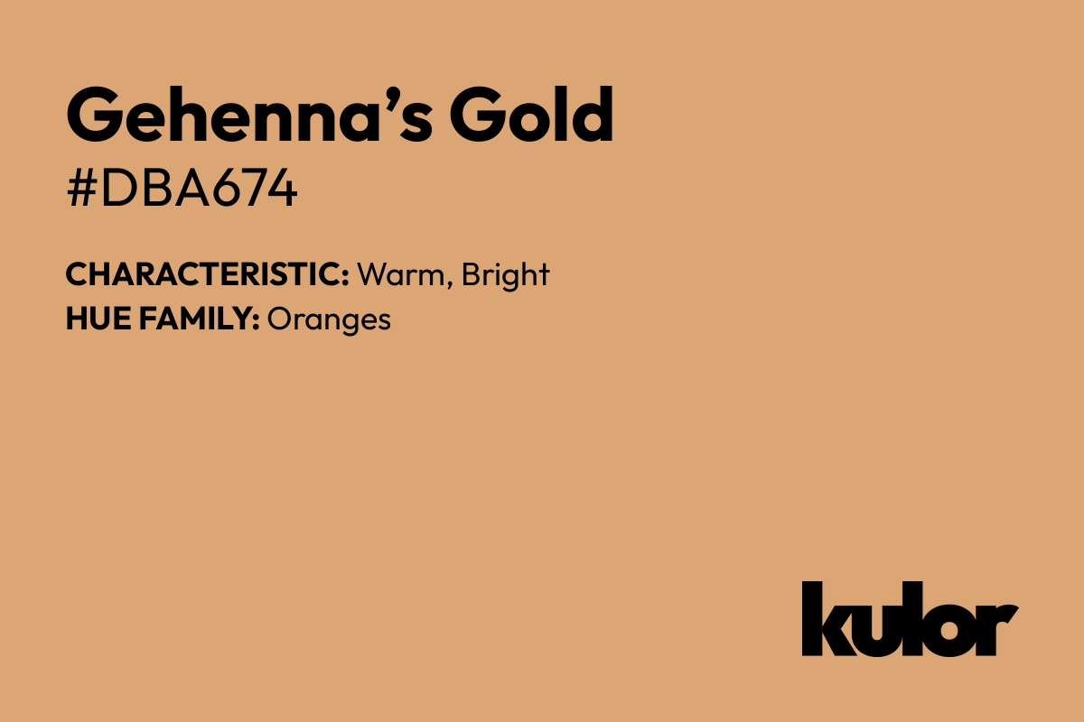 Gehenna’s Gold is a color with a HTML hex code of #dba674.