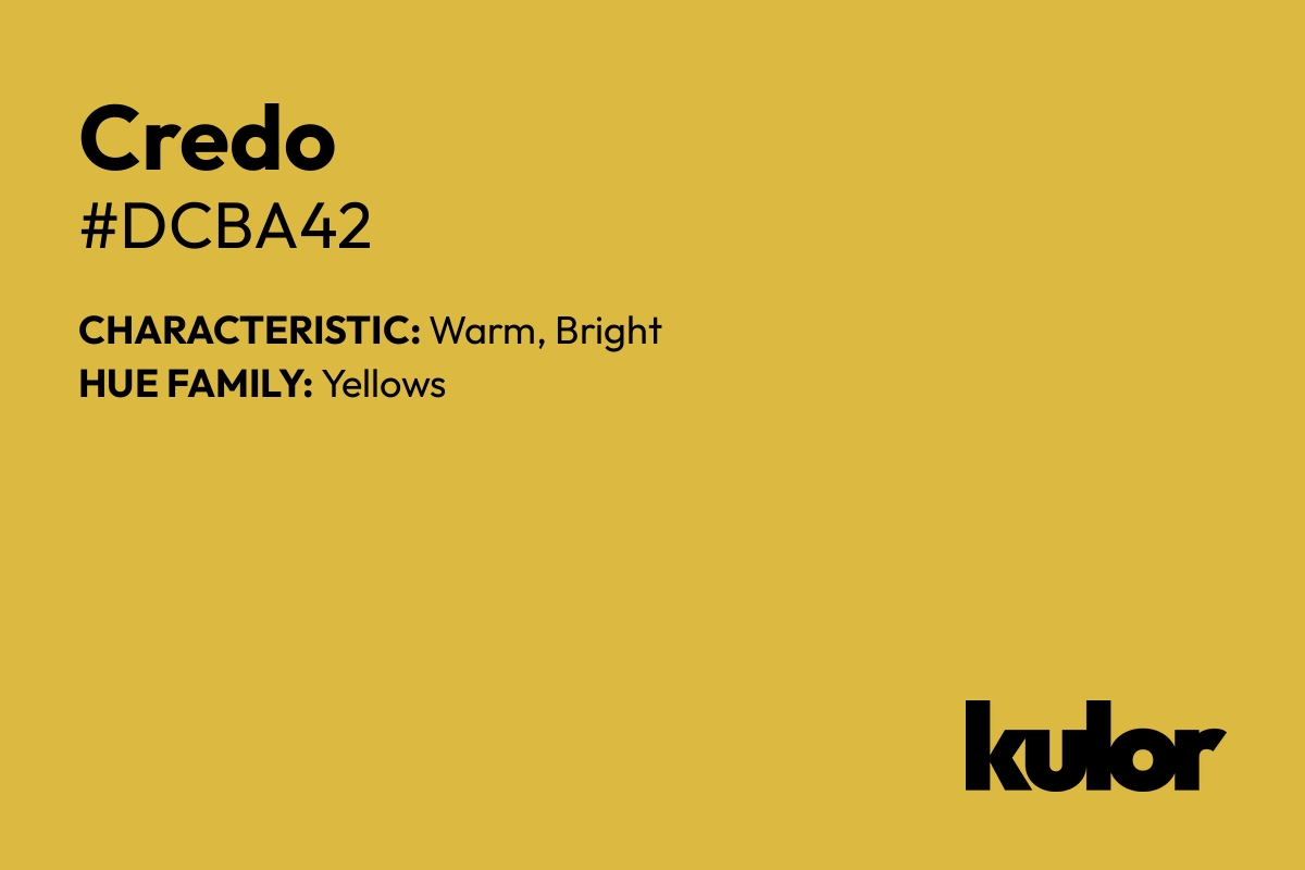 Credo is a color with a HTML hex code of #dcba42.