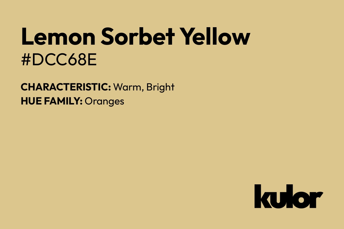 Lemon Sorbet Yellow is a color with a HTML hex code of #dcc68e.