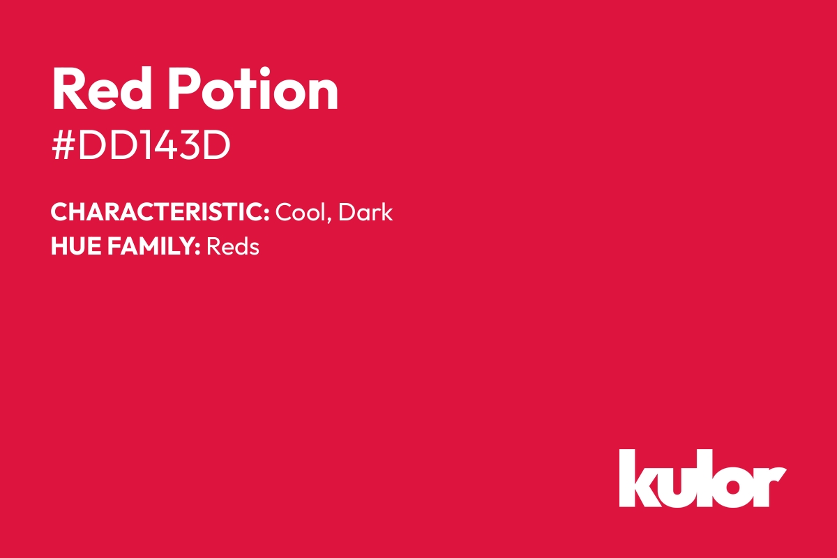 Red Potion is a color with a HTML hex code of #dd143d.