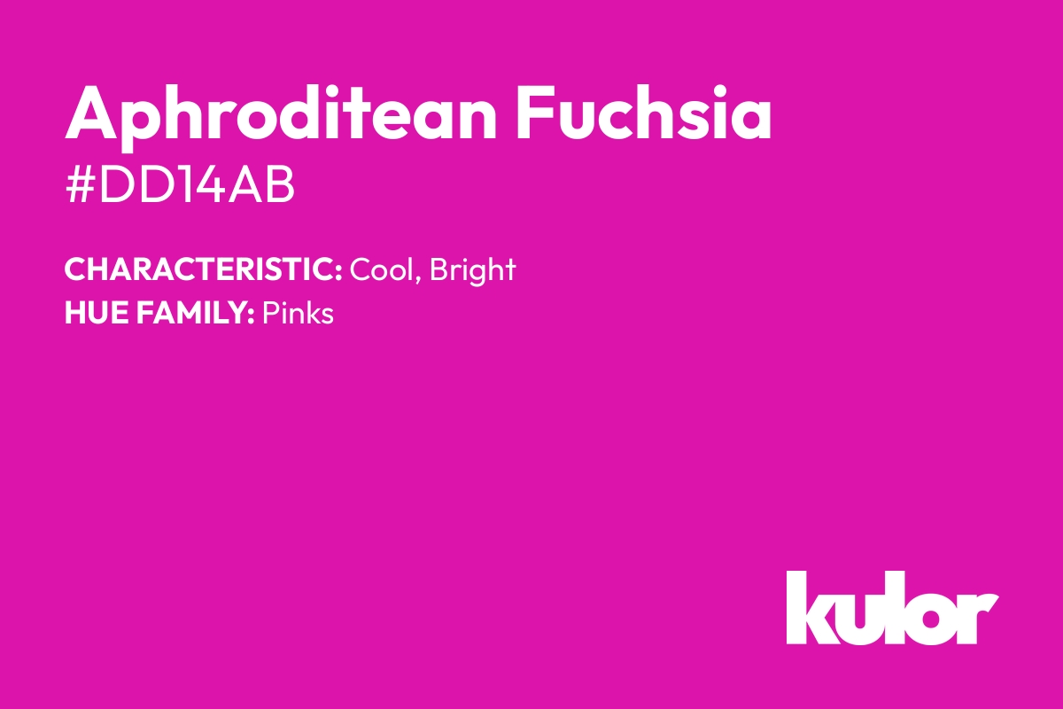 Aphroditean Fuchsia is a color with a HTML hex code of #dd14ab.