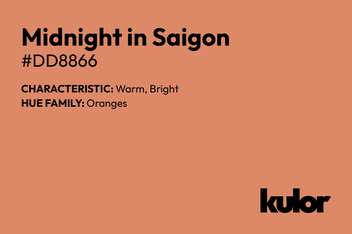 Midnight in Saigon is a color with a HTML hex code of #dd8866.