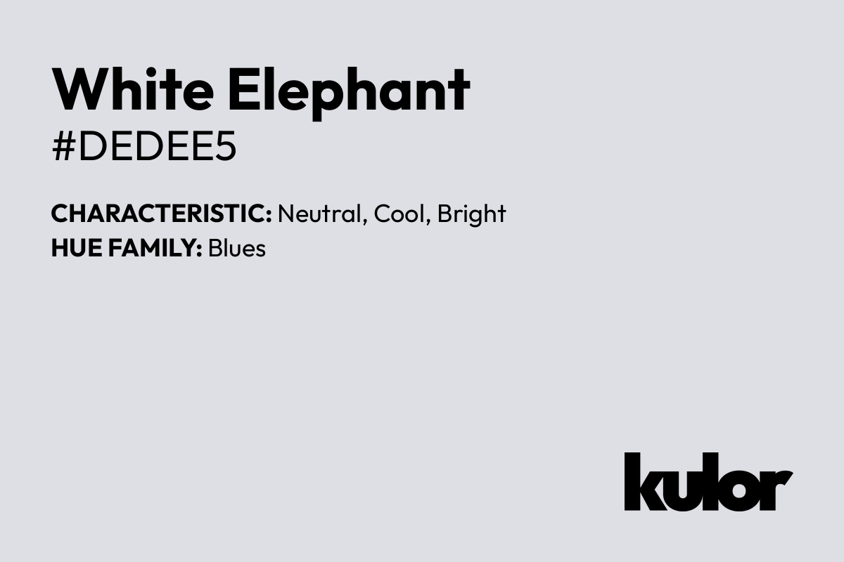 White Elephant is a color with a HTML hex code of #dedee5.