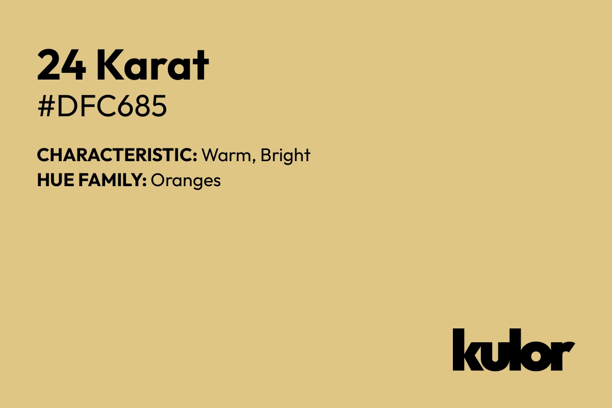 24 Karat is a color with a HTML hex code of #dfc685.