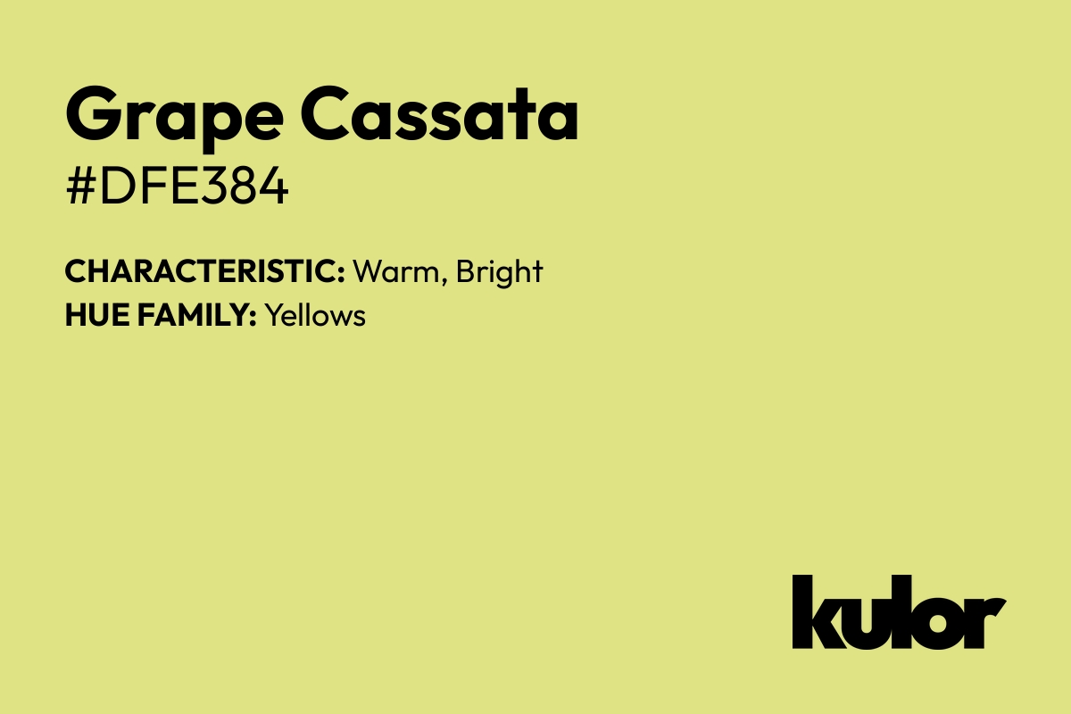 Grape Cassata is a color with a HTML hex code of #dfe384.