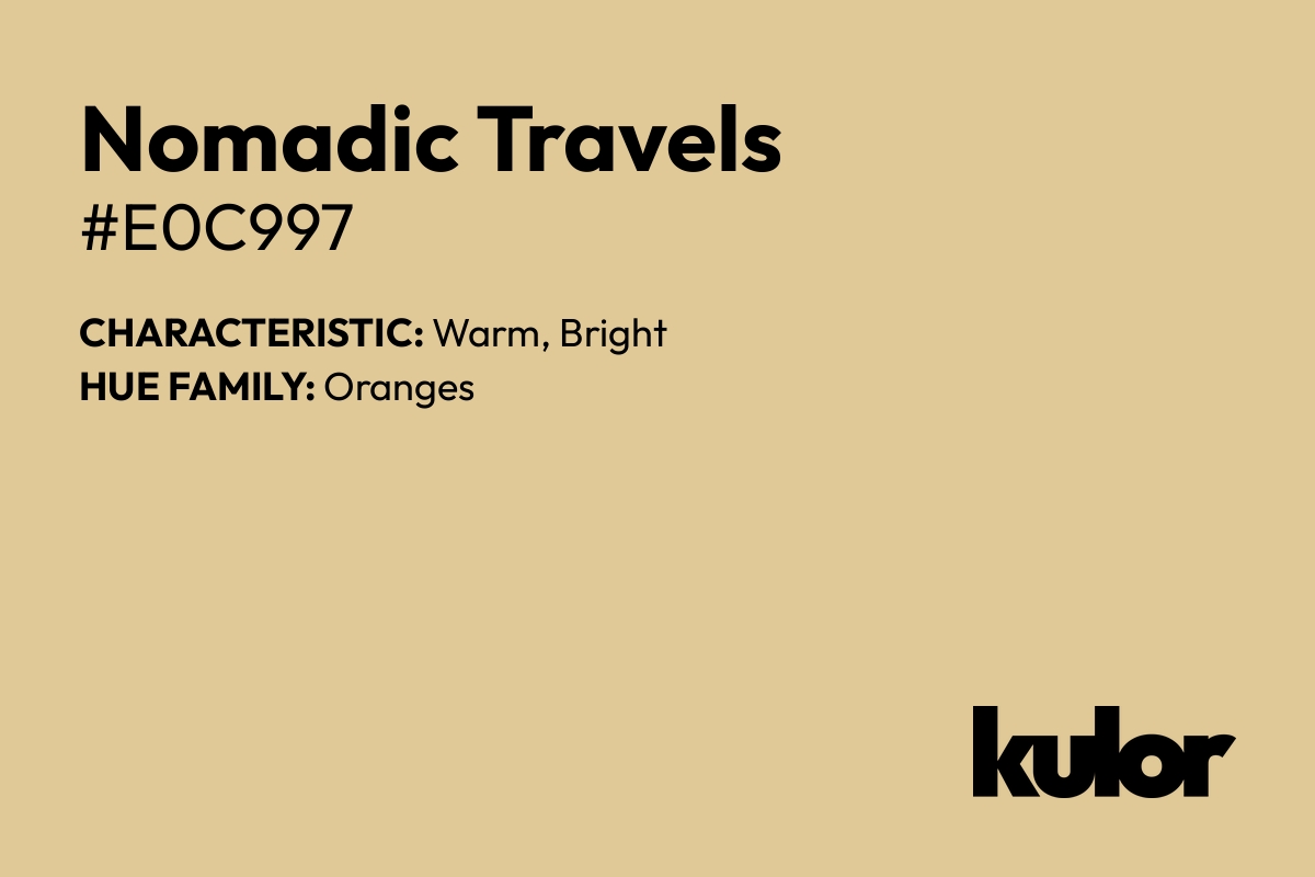 Nomadic Travels is a color with a HTML hex code of #e0c997.