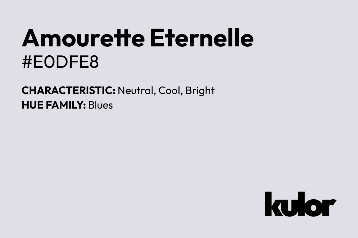 Amourette Eternelle is a color with a HTML hex code of #e0dfe8.