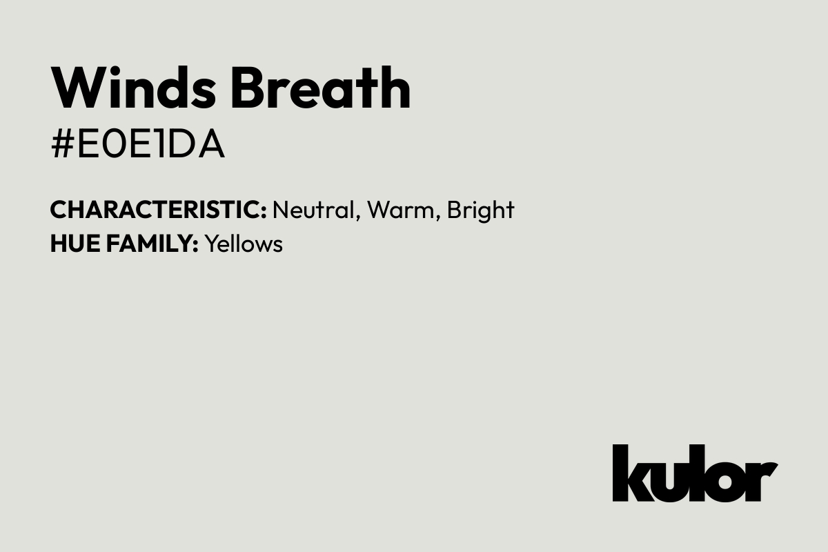 Winds Breath is a color with a HTML hex code of #e0e1da.