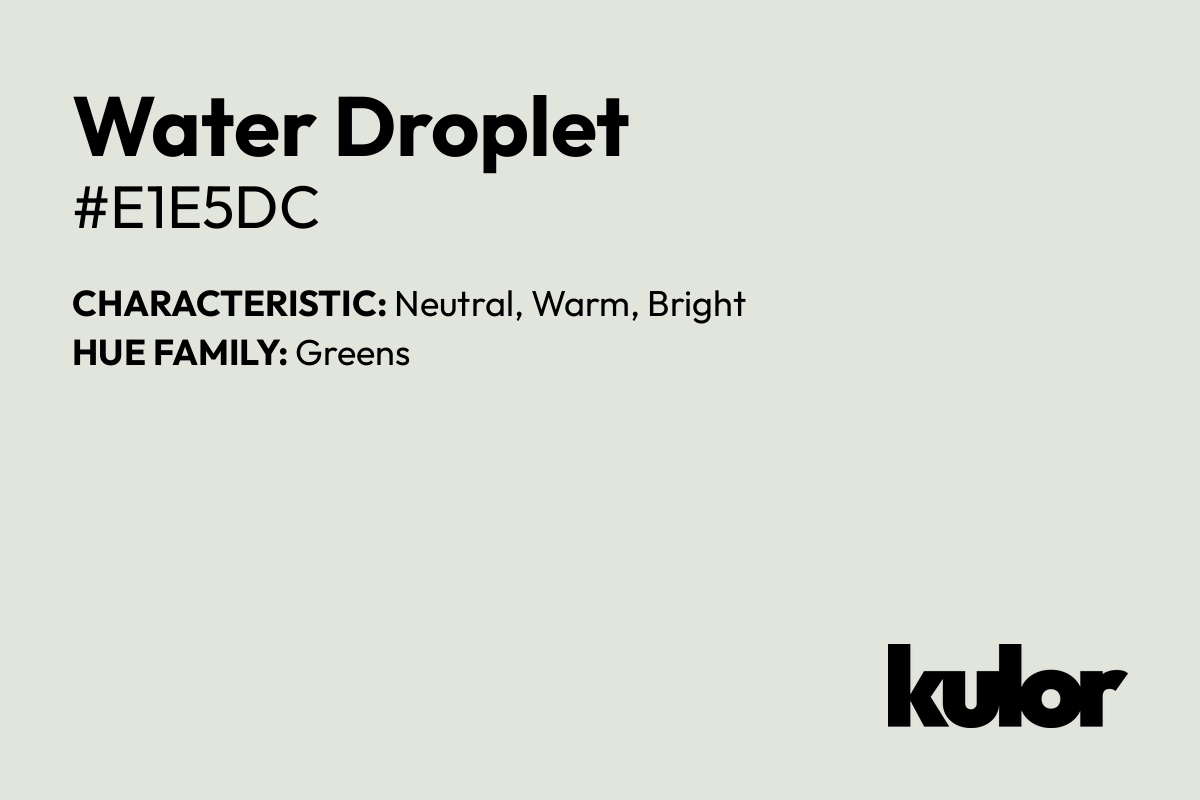 Water Droplet is a color with a HTML hex code of #e1e5dc.