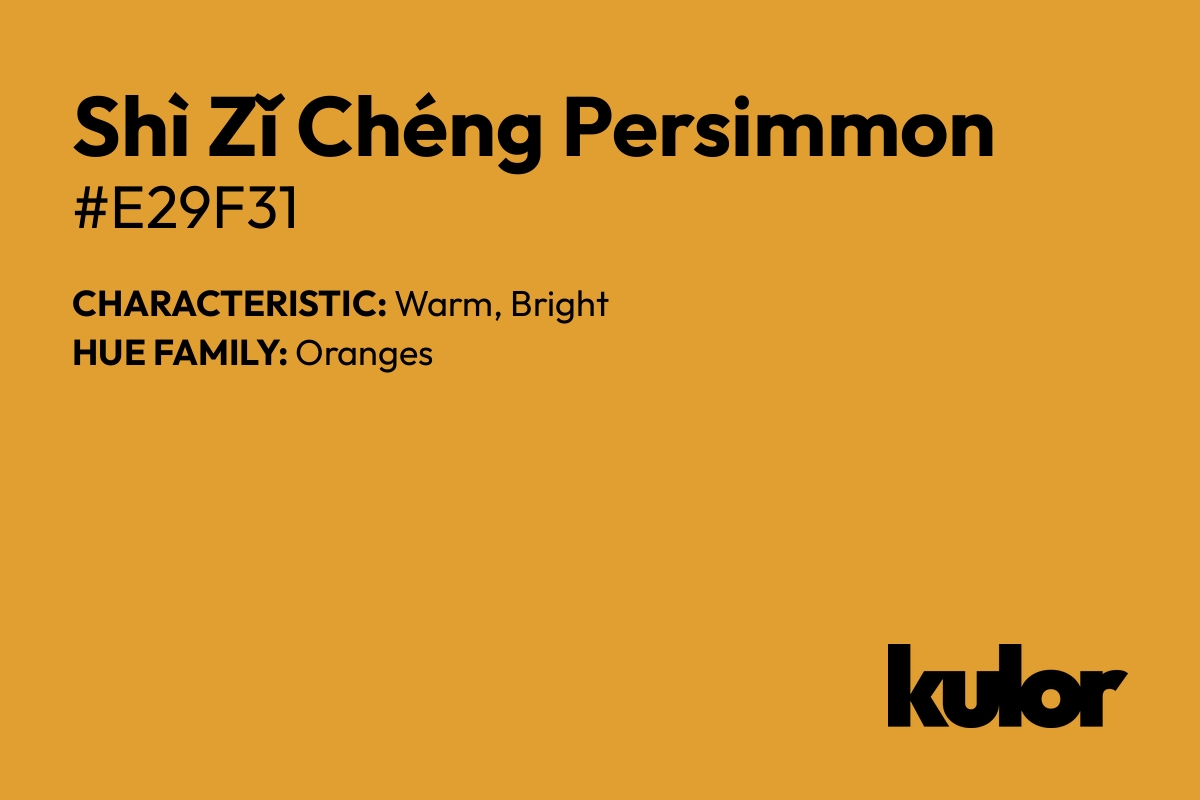 Shì Zǐ Chéng Persimmon is a color with a HTML hex code of #e29f31.