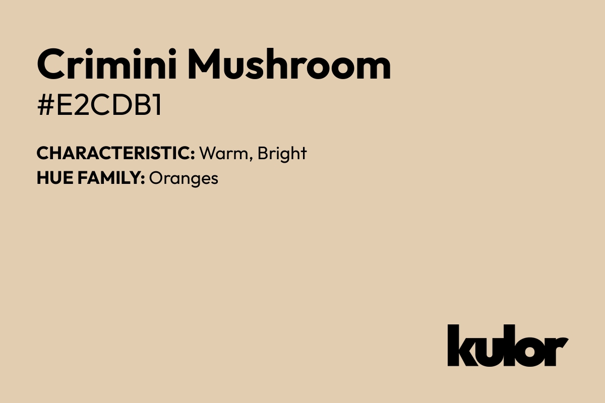 Crimini Mushroom is a color with a HTML hex code of #e2cdb1.