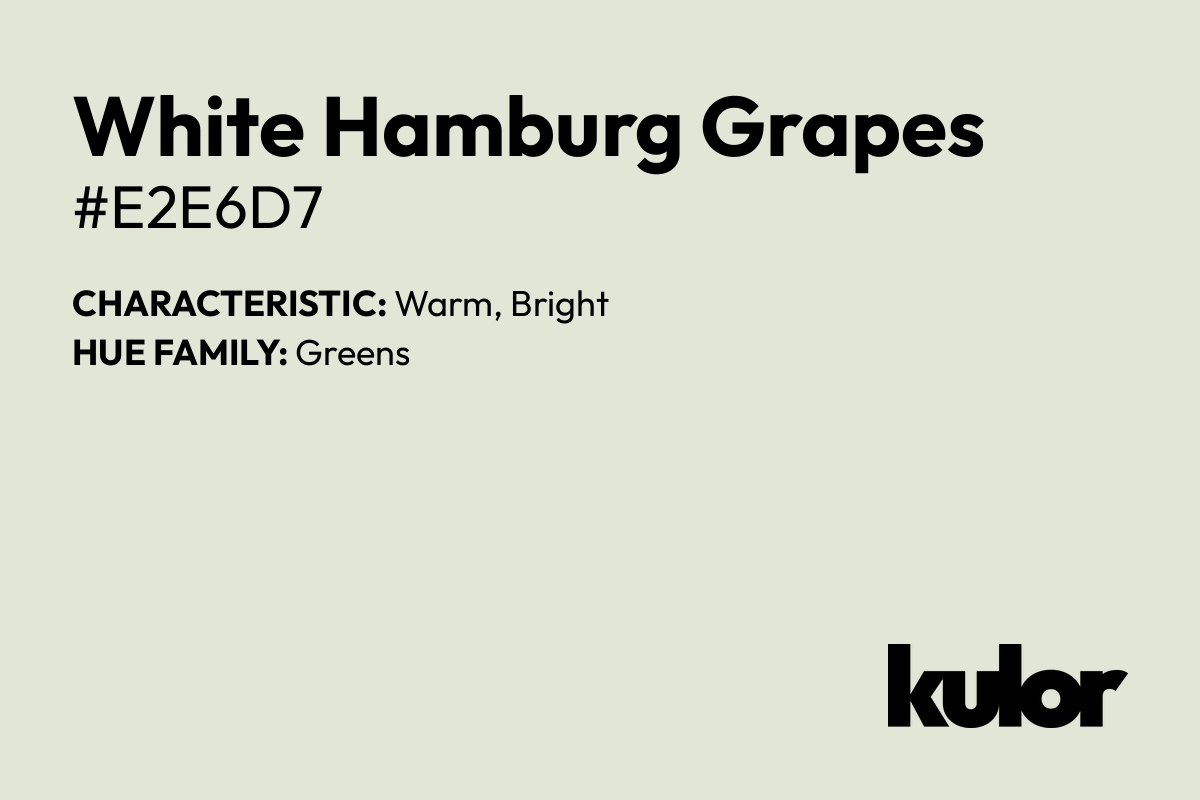 White Hamburg Grapes is a color with a HTML hex code of #e2e6d7.