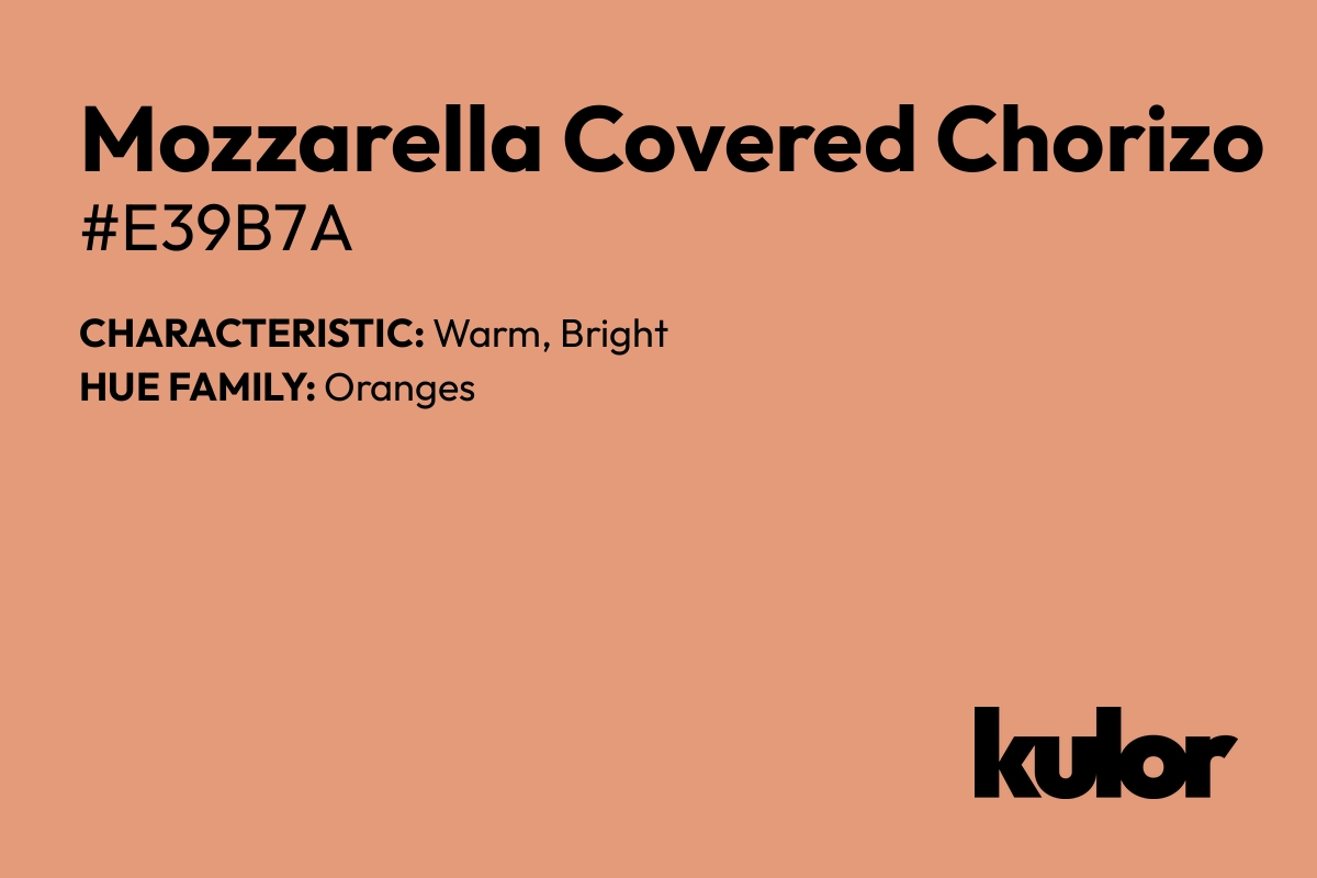 Mozzarella Covered Chorizo is a color with a HTML hex code of #e39b7a.