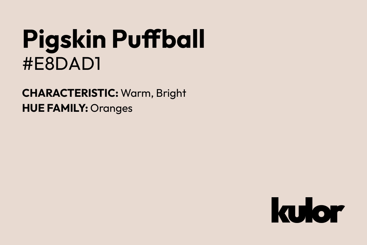 Pigskin Puffball is a color with a HTML hex code of #e8dad1.