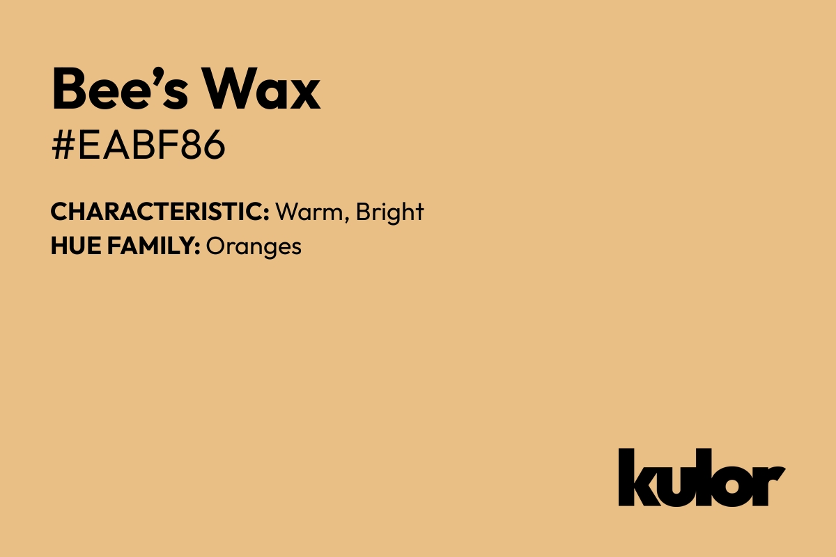 Bee’s Wax is a color with a HTML hex code of #eabf86.