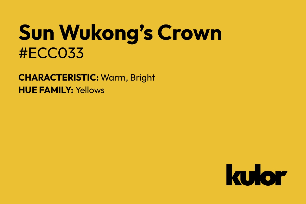 Sun Wukong’s Crown is a color with a HTML hex code of #ecc033.