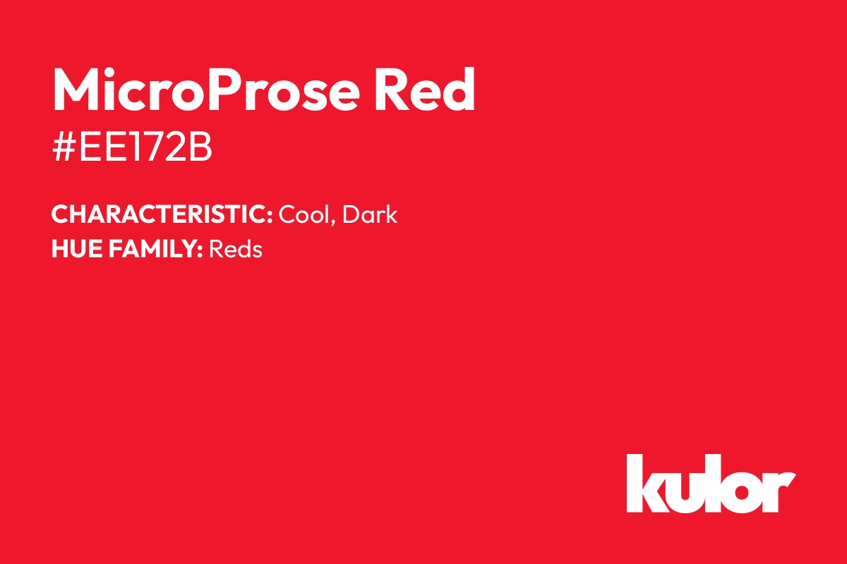 MicroProse Red is a color with a HTML hex code of #ee172b.