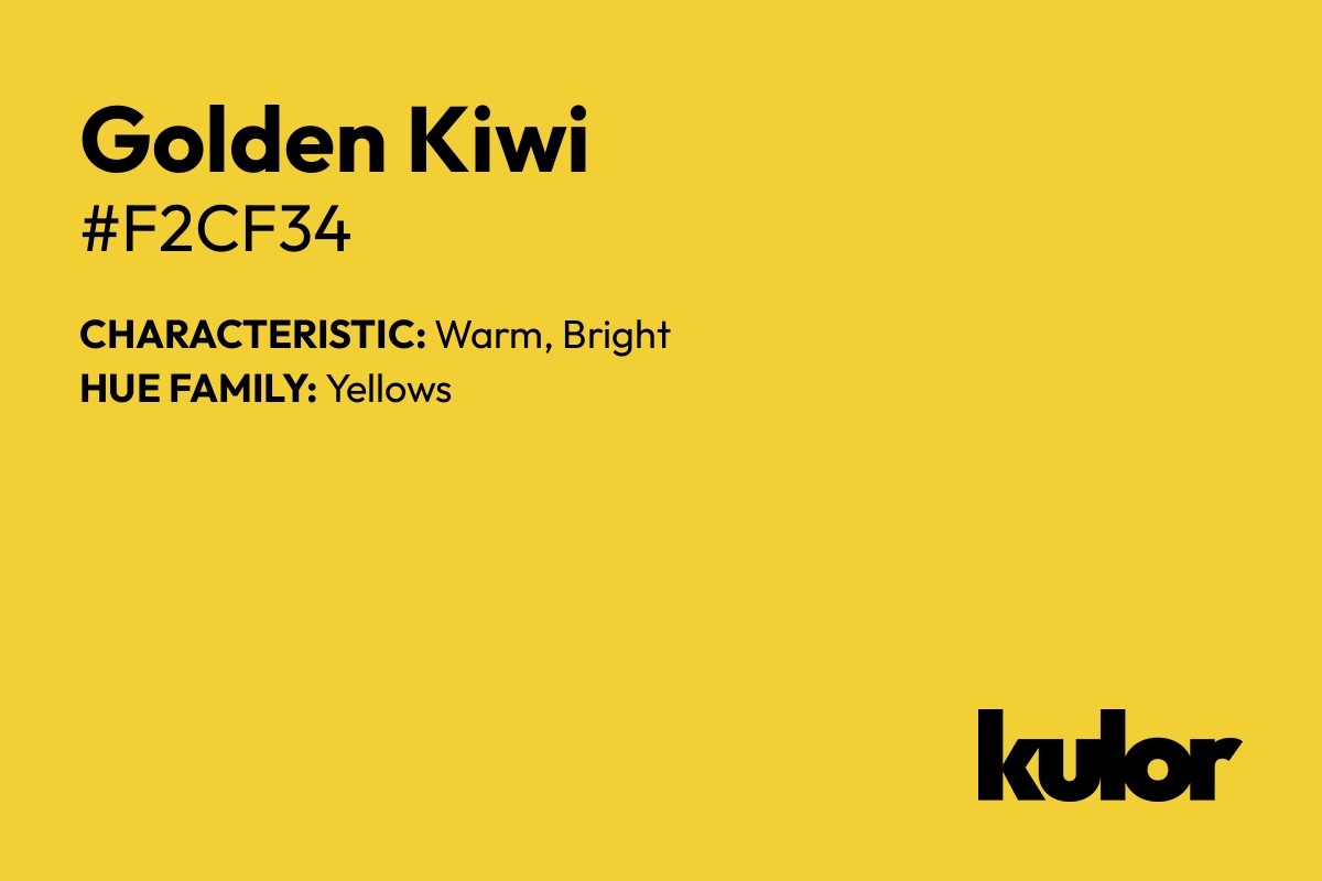 Golden Kiwi is a color with a HTML hex code of #f2cf34.