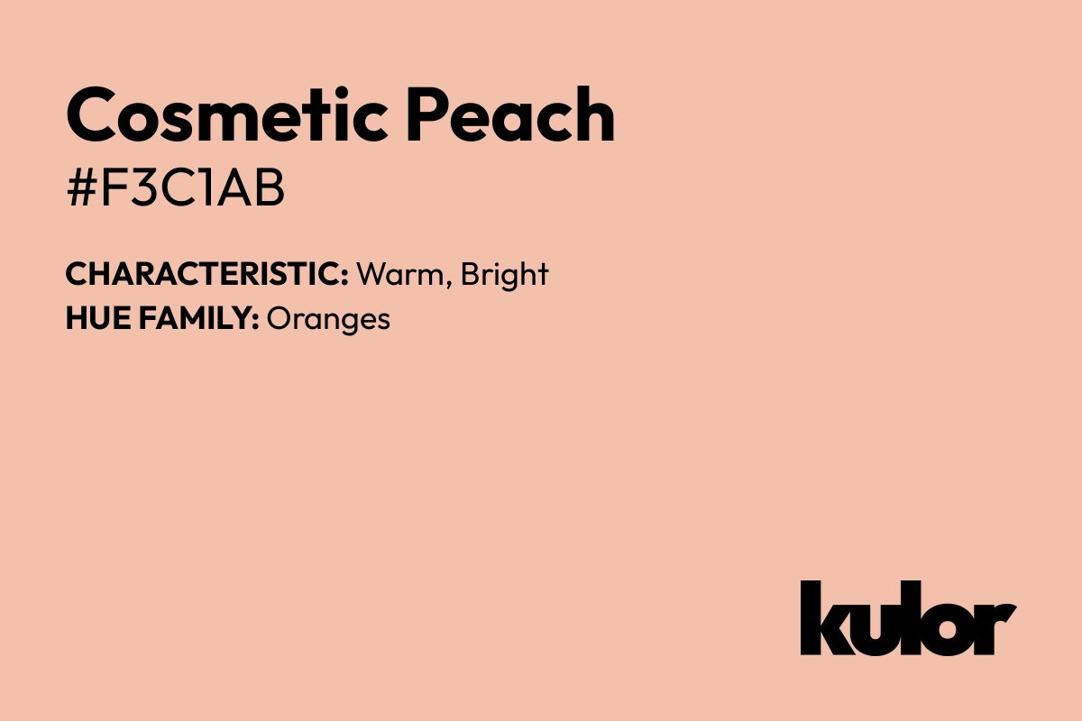 Cosmetic Peach is a color with a HTML hex code of #f3c1ab.