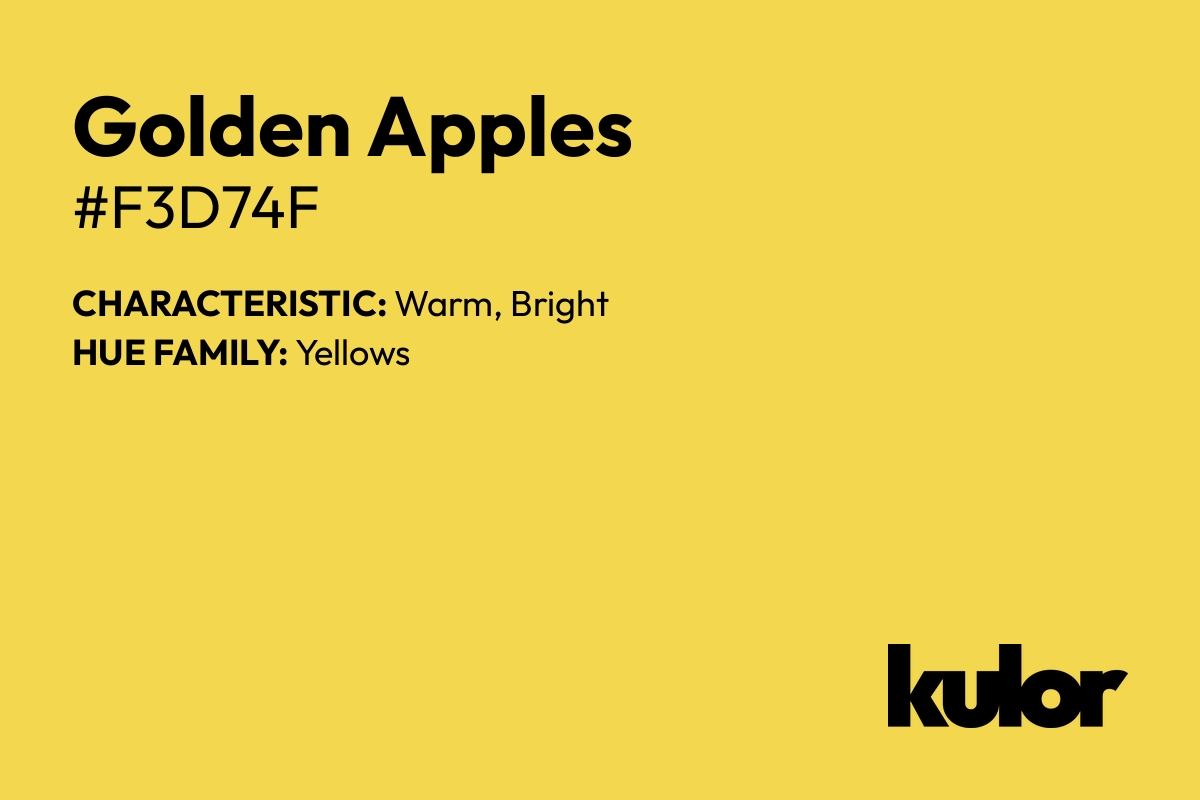 Golden Apples is a color with a HTML hex code of #f3d74f.