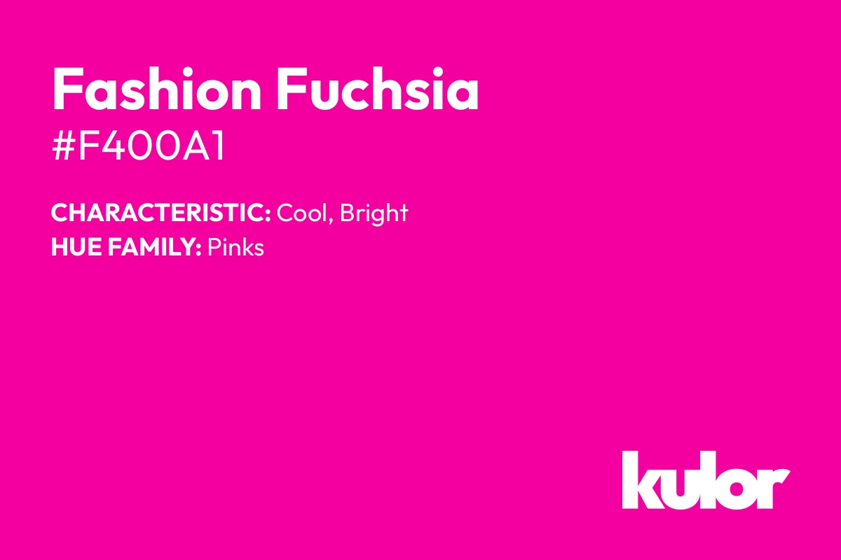 Fashion Fuchsia is a color with a HTML hex code of #f400a1.