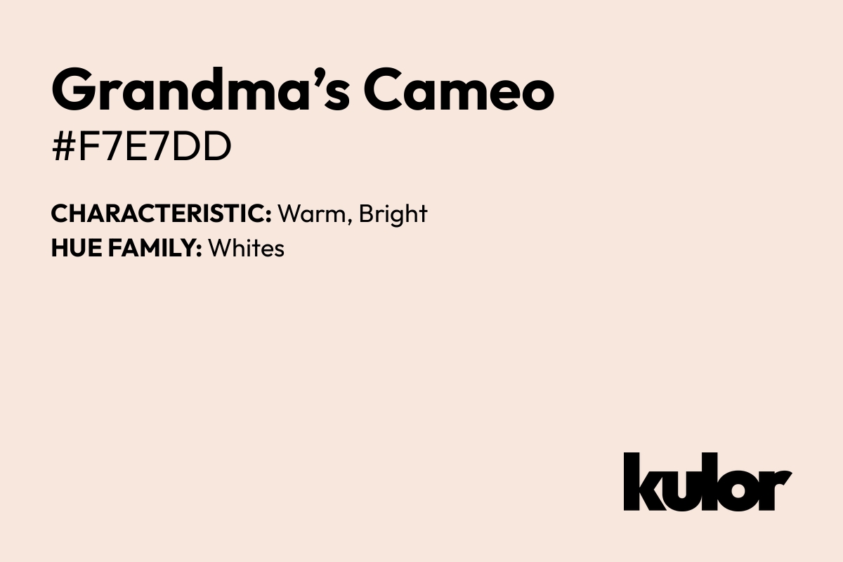 Grandma’s Cameo is a color with a HTML hex code of #f7e7dd.