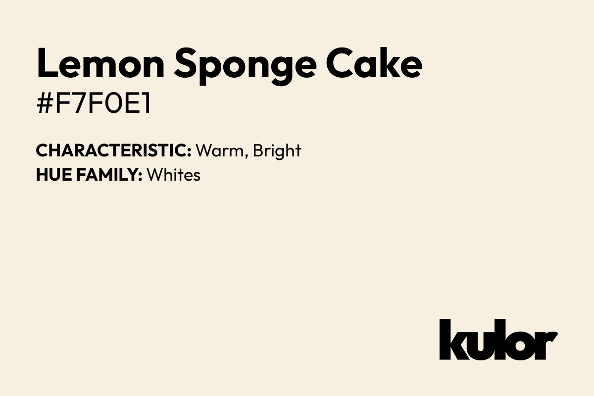 Lemon Sponge Cake is a color with a HTML hex code of #f7f0e1.