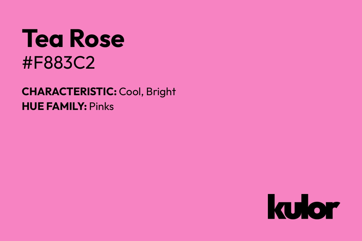 Tea Rose is a color with a HTML hex code of #f883c2.