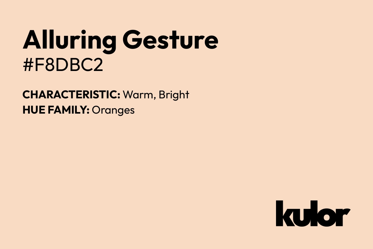 Alluring Gesture is a color with a HTML hex code of #f8dbc2.